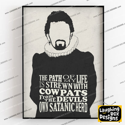 COWPATS FROM THE DEVILS HERD, Lord Blackadder Quote, Blackadder Print (White)