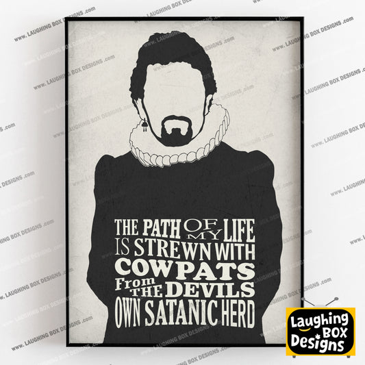 COWPATS FROM THE DEVILS HERD, Lord Blackadder Quote, Blackadder Print (White)