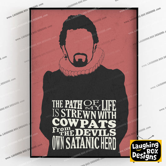 COWPATS FROM THE DEVILS HERD, Lord Blackadder Quote, Blackadder Print (Red)
