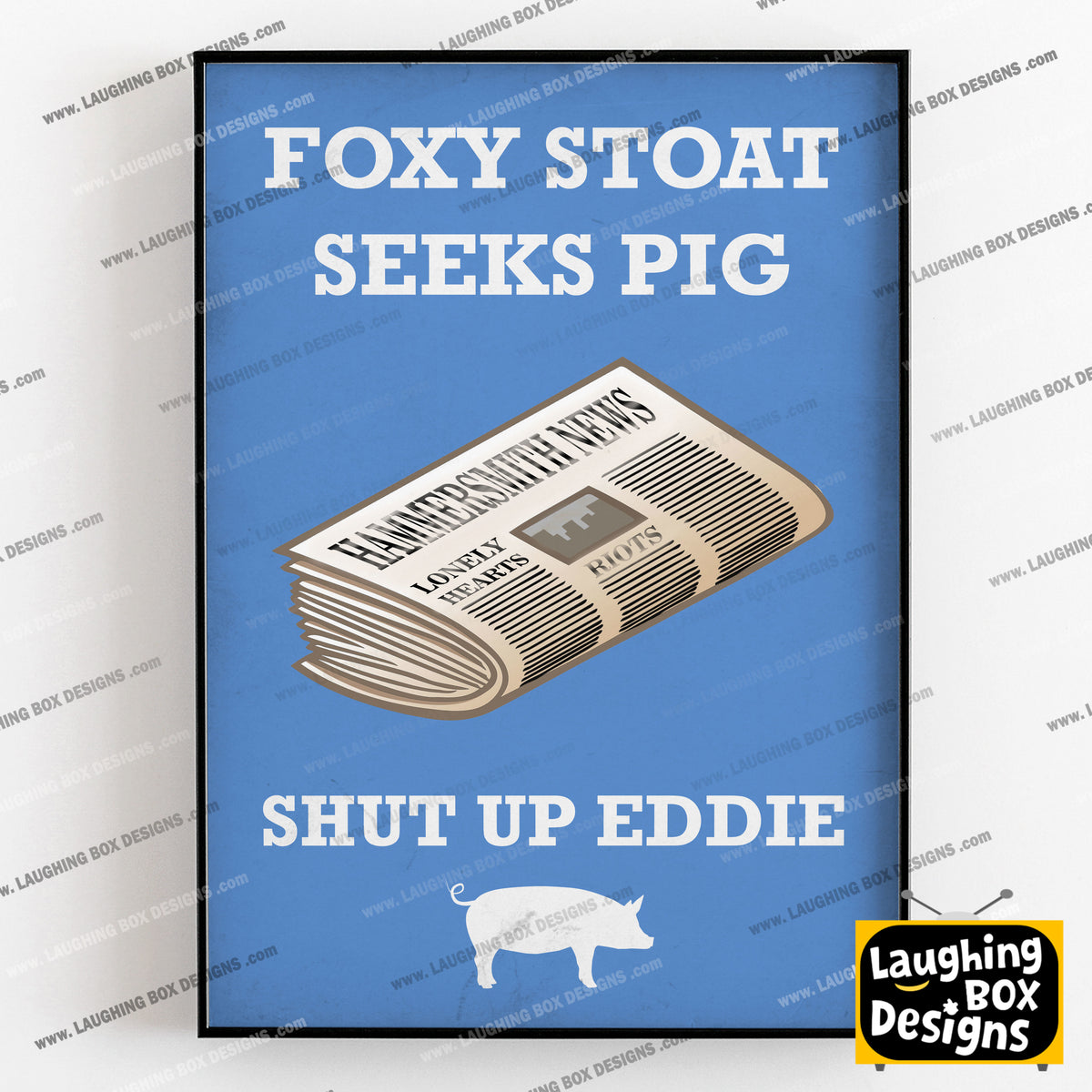 FOXY STOAT SEEKS PIG, Lonely Hearts Column Quote, Bottom Print