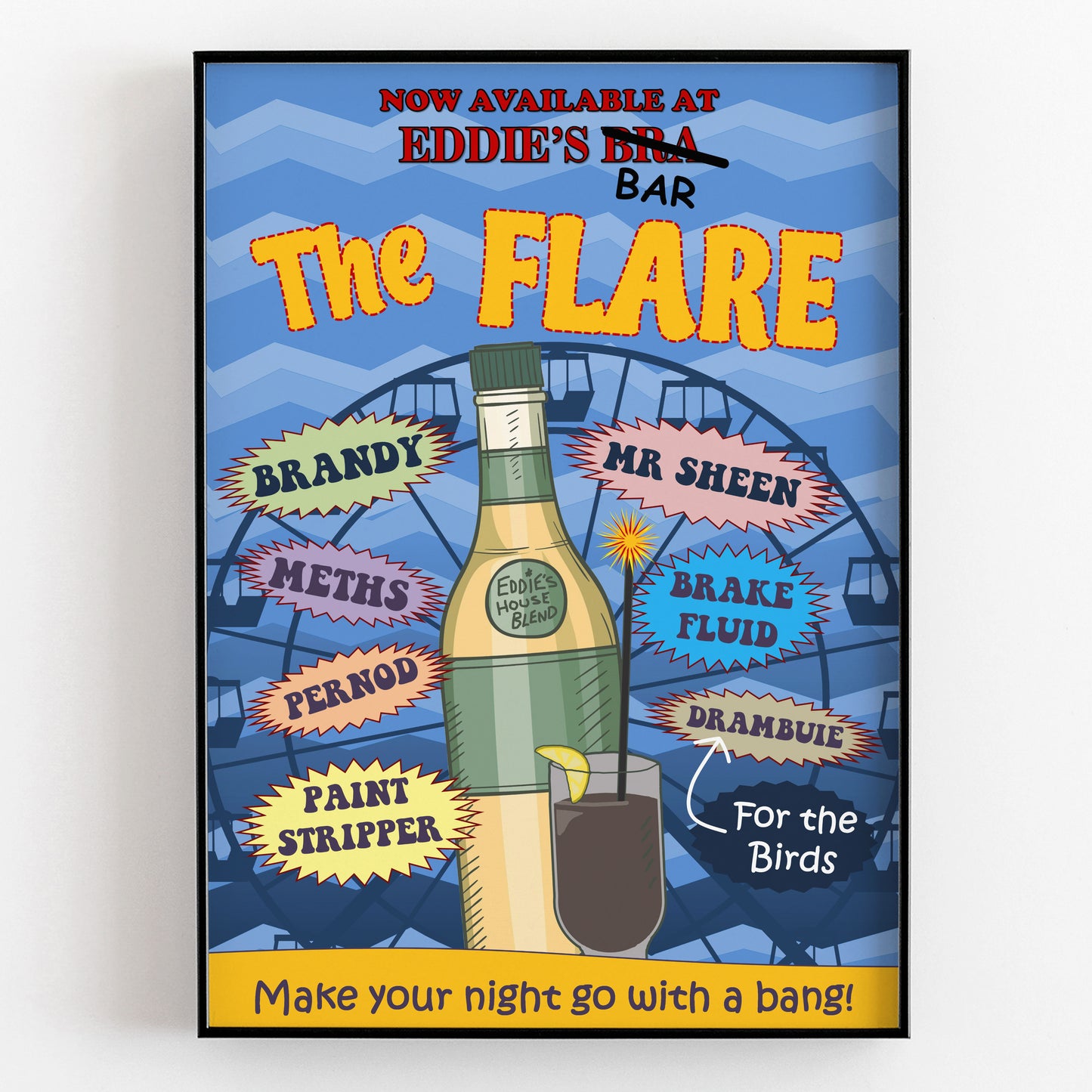 THE FLARE / EXPLODING COCKTAIL Eddie's Bar Cocktail Poster, Bottom Print