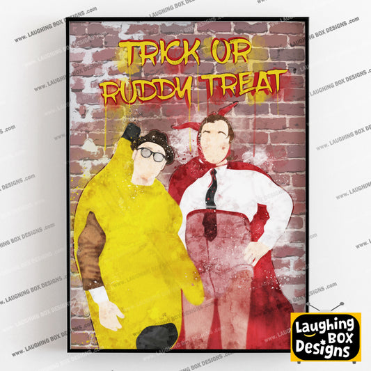 TRICK OR RUDDY TREAT, Halloween Banana and Devil Costumes, Bottom Print