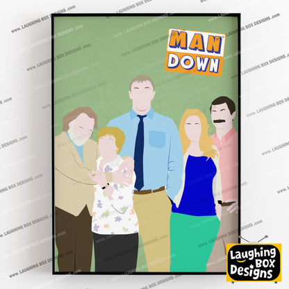 MAN DOWN Comedy Characters Minimalist Print