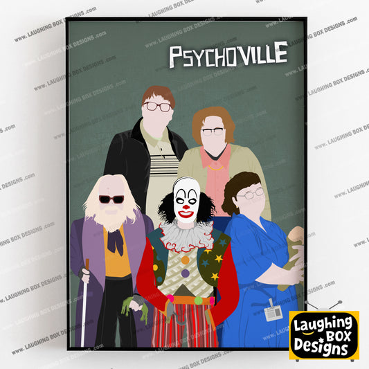 PSYCHOVILLE Comedy Characters Minimalist Print