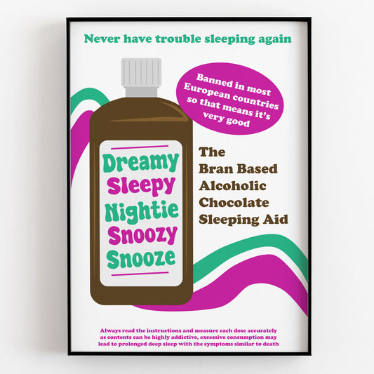 Slept aid product with colorful packaging and text on a white background