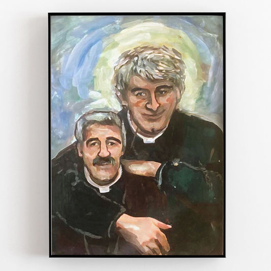 Father Stone Portrait Painting, Father Ted Print