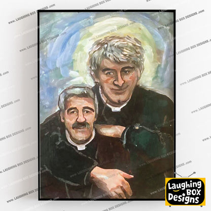 Father Stone Portrait Painting, Father Ted Print