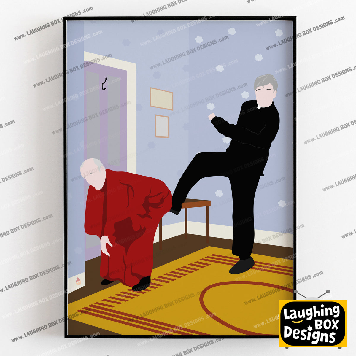 Kicking Bishop BrennanUp The Arse! Full Scene, Father Ted Print