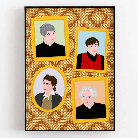 Father Ted Characters Portrait Wall Print, Father Ted Print