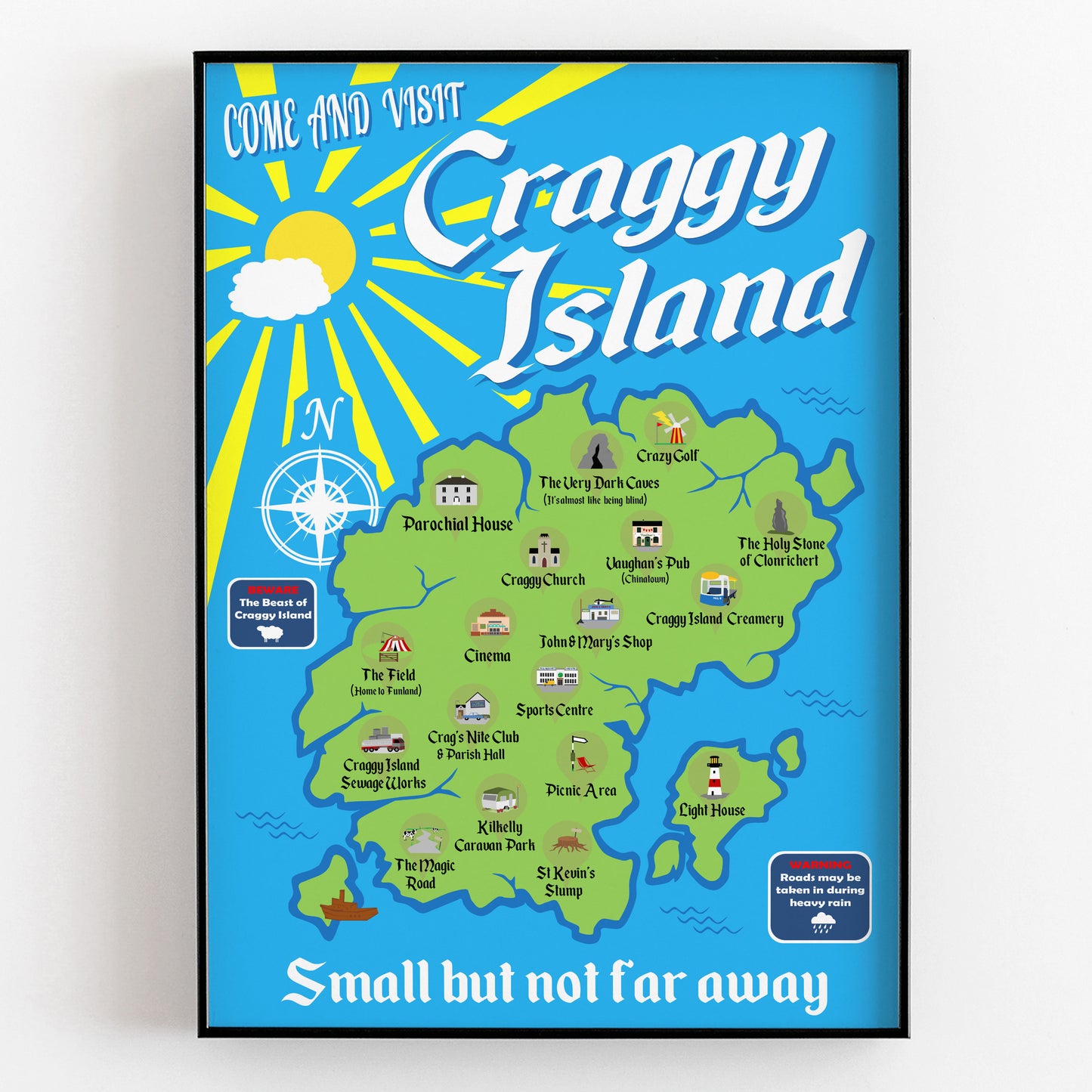 Visit Craggy Island / Small But Not Far Away, Father Ted Print