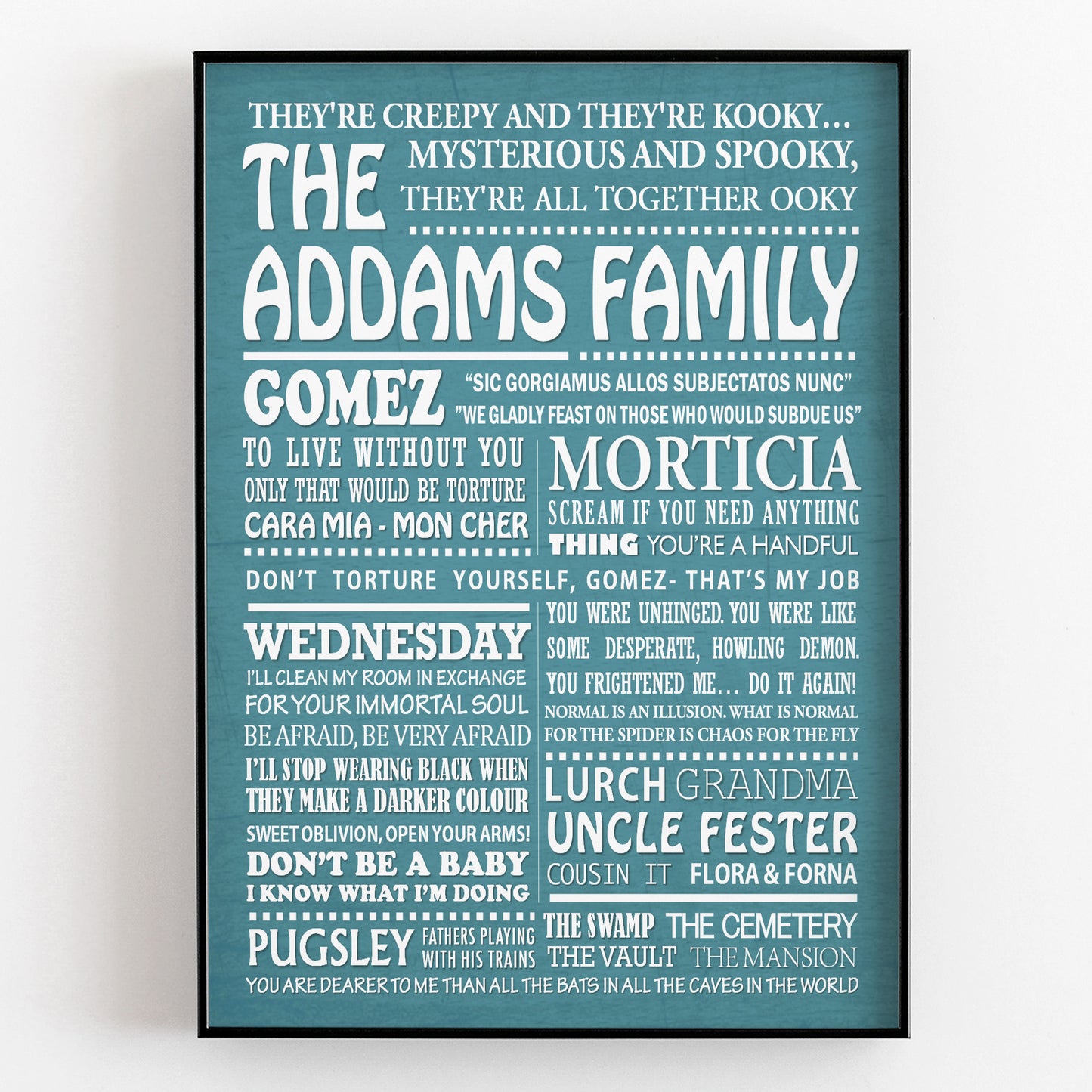 THE ADDAMS FAMILY Typography Print (available in 8 colours)