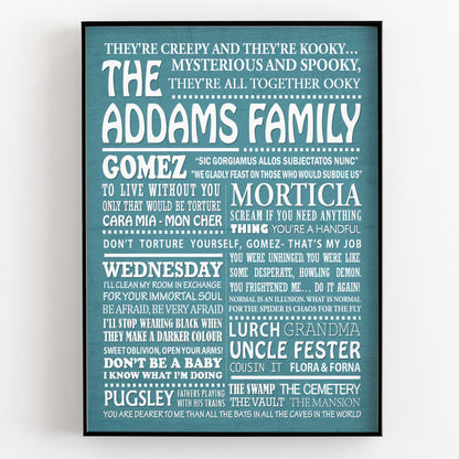 THE ADDAMS FAMILY Typography Print (available in 8 colours)