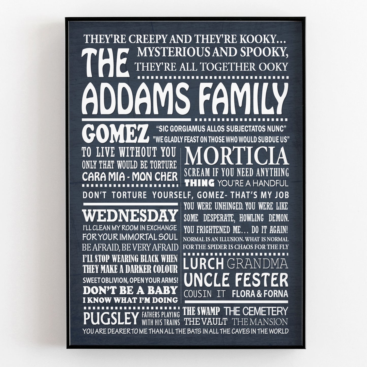 THE ADDAMS FAMILY Typography Print (available in 8 colours)