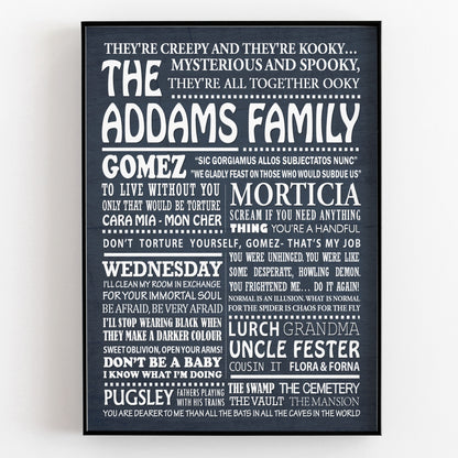 THE ADDAMS FAMILY Typography Print (available in 8 colours)