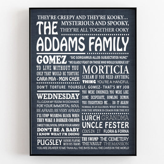 THE ADDAMS FAMILY Typography Print (available in 8 colours)
