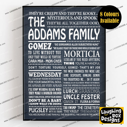 THE ADDAMS FAMILY Typography Print (available in 8 colours)