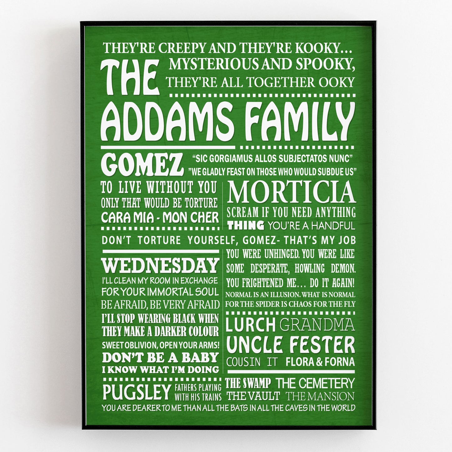 THE ADDAMS FAMILY Typography Print (available in 8 colours)