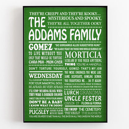 THE ADDAMS FAMILY Typography Print (available in 8 colours)