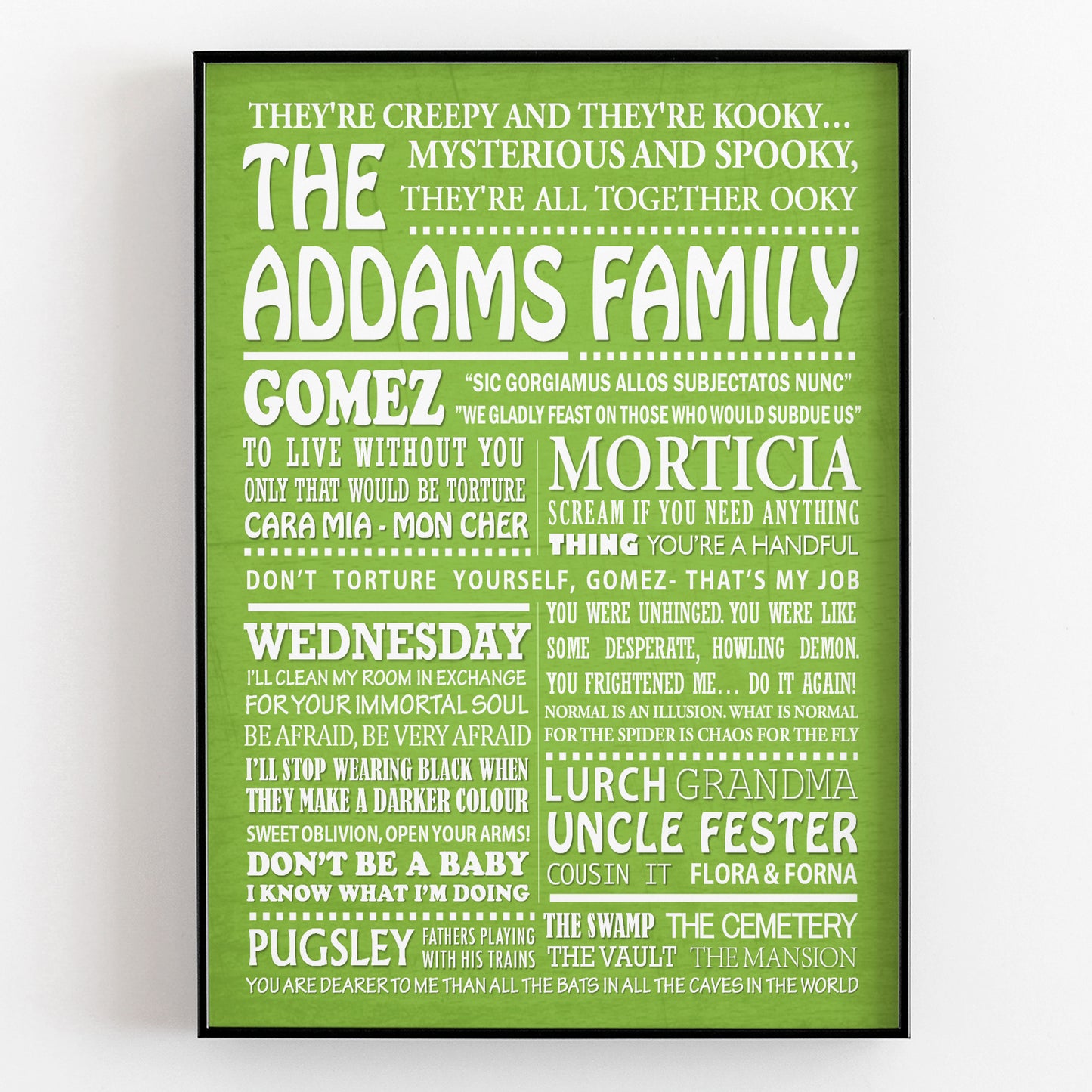 THE ADDAMS FAMILY Typography Print (available in 8 colours)
