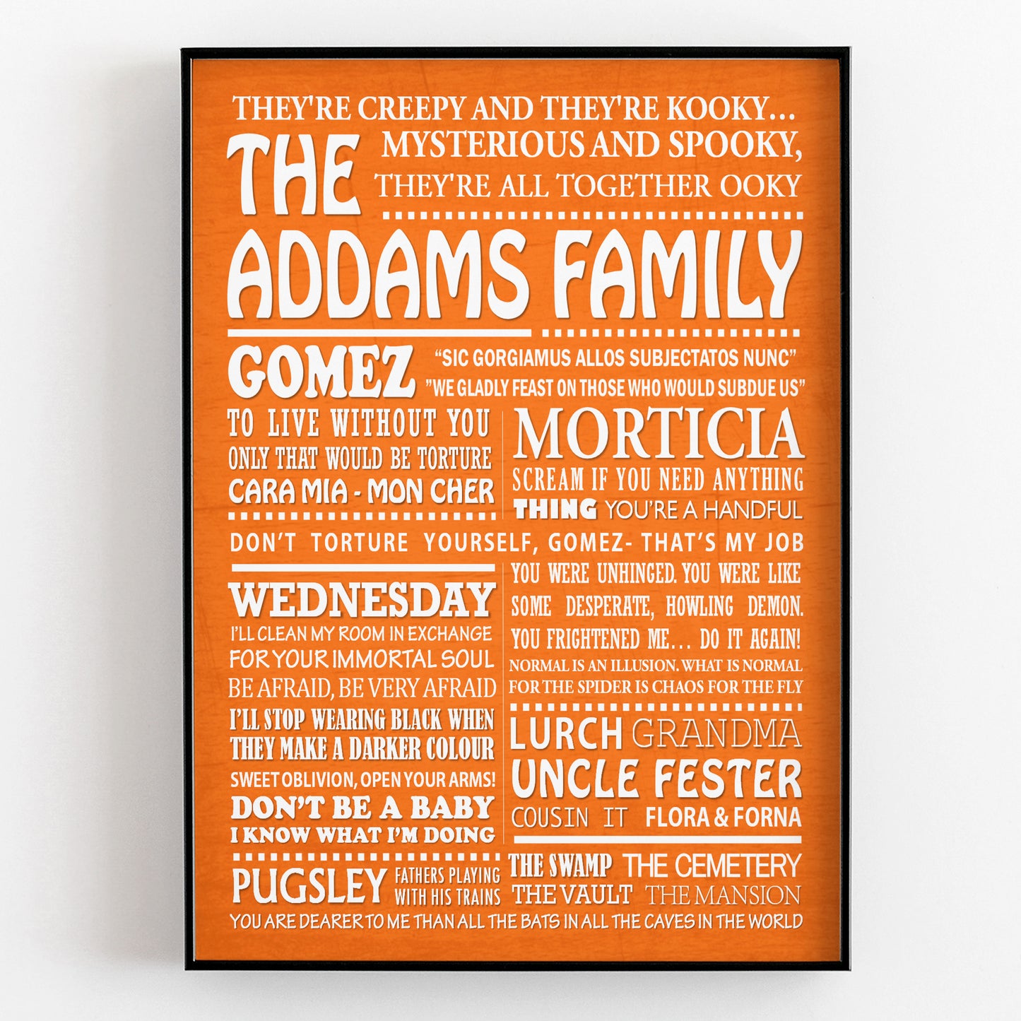 THE ADDAMS FAMILY Typography Print (available in 8 colours)