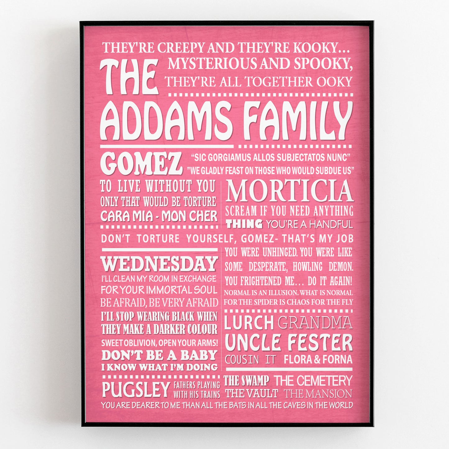 THE ADDAMS FAMILY Typography Print (available in 8 colours)