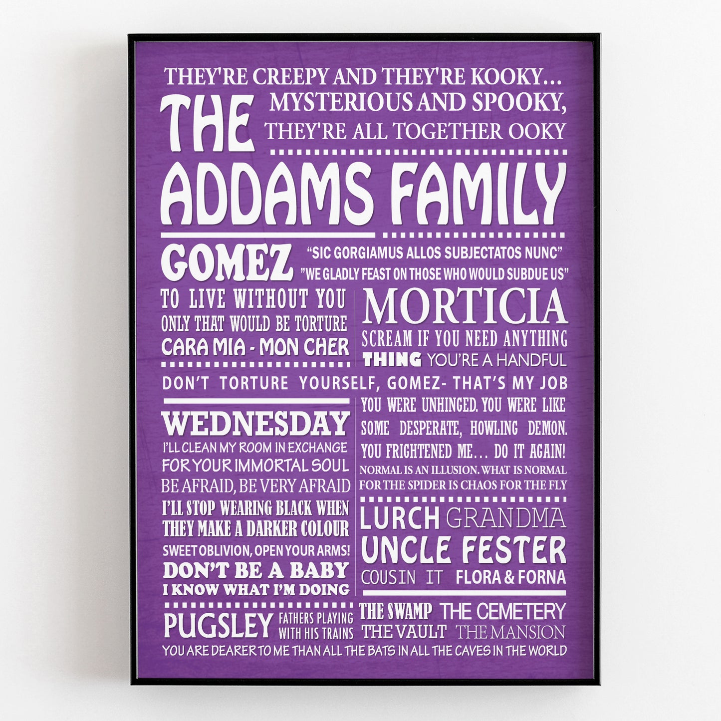 THE ADDAMS FAMILY Typography Print (available in 8 colours)