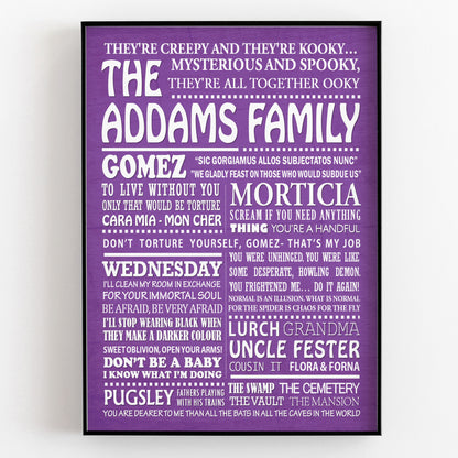 THE ADDAMS FAMILY Typography Print (available in 8 colours)