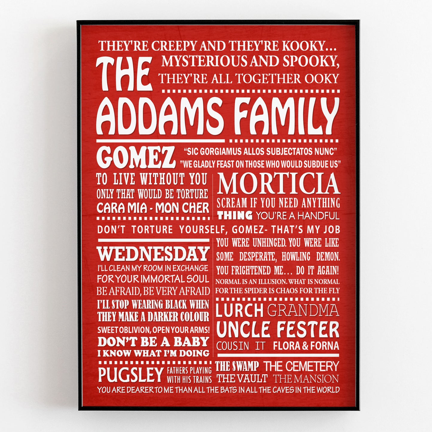THE ADDAMS FAMILY Typography Print (available in 8 colours)