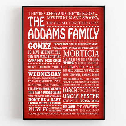 THE ADDAMS FAMILY Typography Print (available in 8 colours)