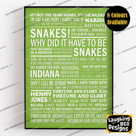 INDIANA JONES Typography Print (available in 8 colours)