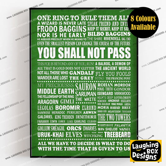 THE LORD OF THE RINGS Typography Print (available in 8 colours)