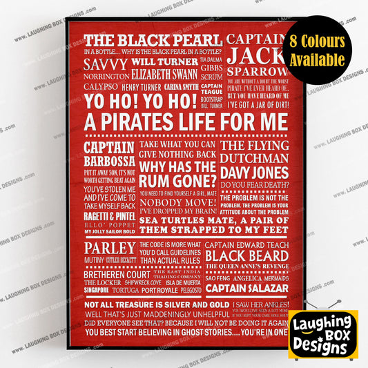 THE PIRATES OF THE CARIBBEAN Typography Print (available in 8 colours)