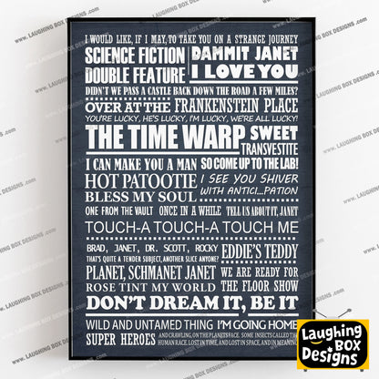 THE ROCKY HORROR PICTURE SHOW Typography Print (available in 8 colours)