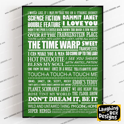 THE ROCKY HORROR PICTURE SHOW Typography Print (available in 8 colours)