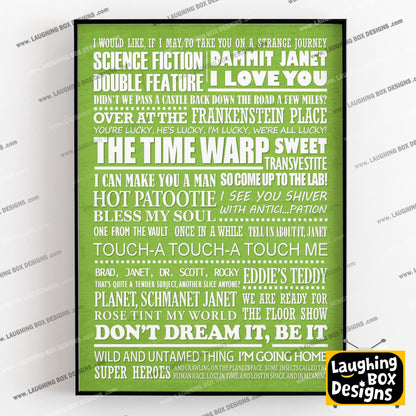 THE ROCKY HORROR PICTURE SHOW Typography Print (available in 8 colours)
