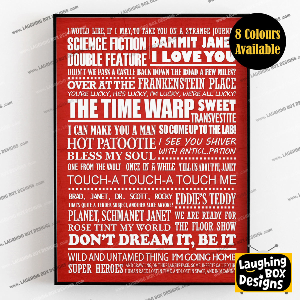 THE ROCKY HORROR PICTURE SHOW Typography Print (available in 8 colours)