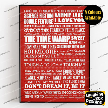 THE ROCKY HORROR PICTURE SHOW Typography Print (available in 8 colours)