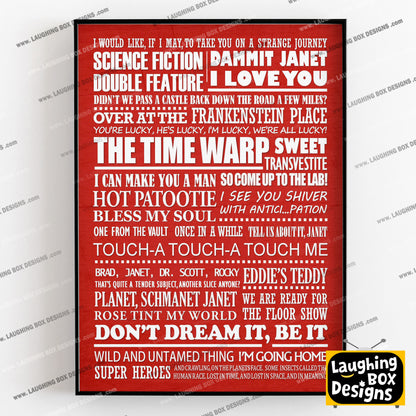 THE ROCKY HORROR PICTURE SHOW Typography Print (available in 8 colours)