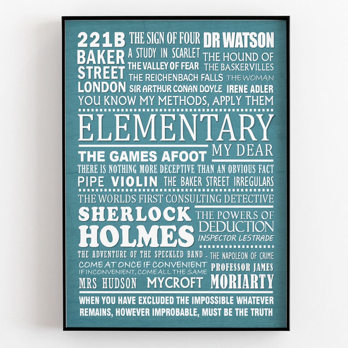 SHERLOCK HOLMES Typography Print (available in 8 colours)