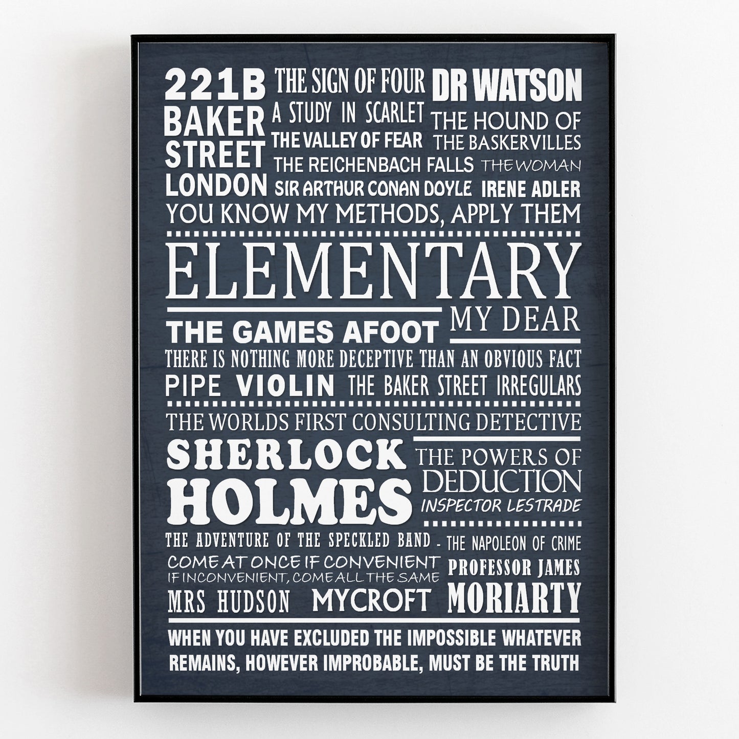 SHERLOCK HOLMES Typography Print (available in 8 colours)