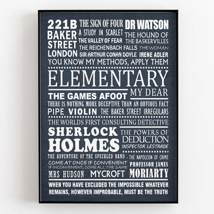 SHERLOCK HOLMES Typography Print (available in 8 colours)