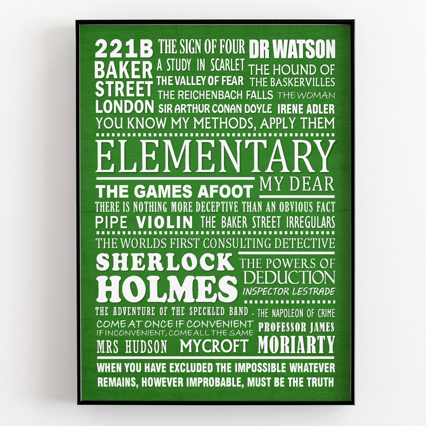 SHERLOCK HOLMES Typography Print (available in 8 colours)
