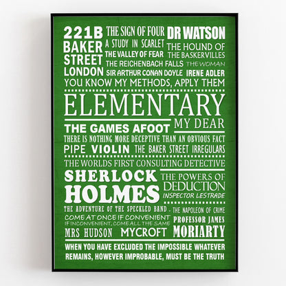 SHERLOCK HOLMES Typography Print (available in 8 colours)