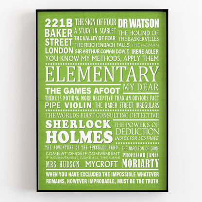 SHERLOCK HOLMES Typography Print (available in 8 colours)