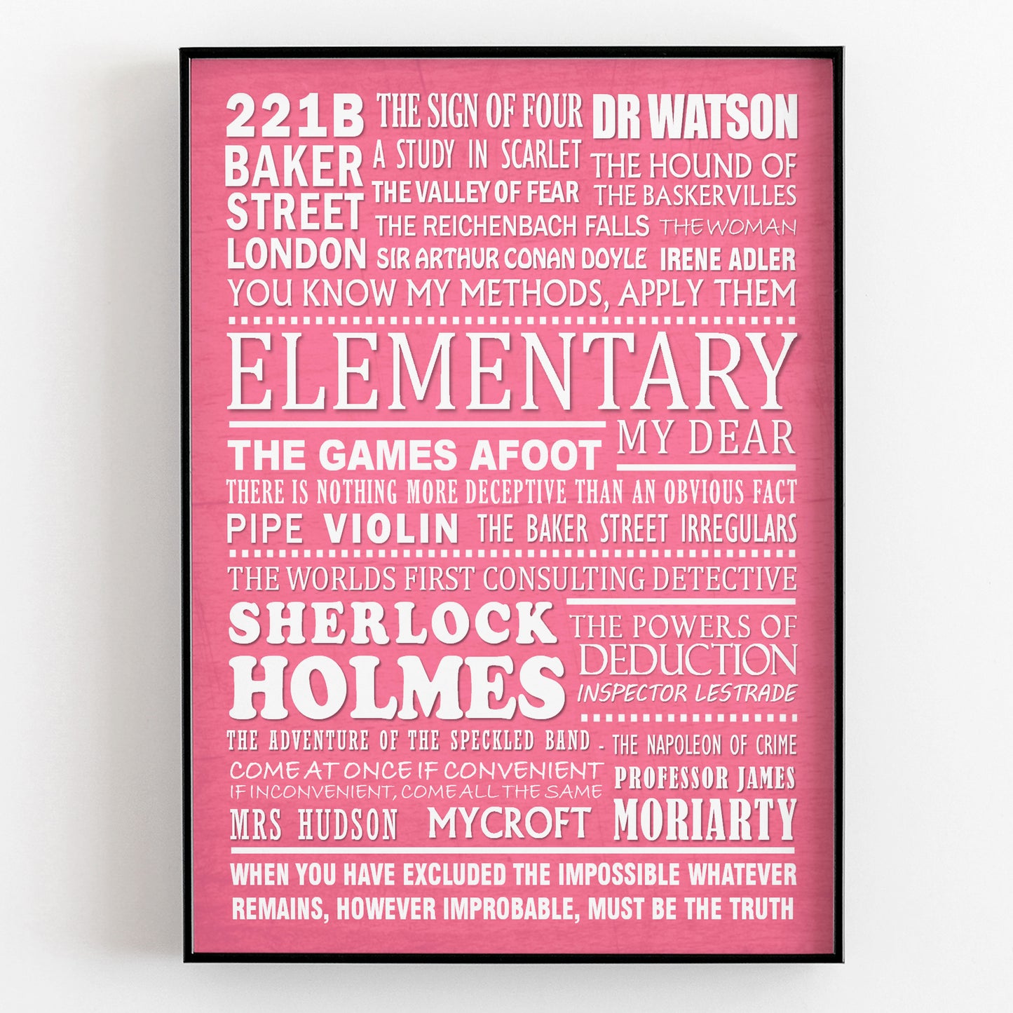 SHERLOCK HOLMES Typography Print (available in 8 colours)