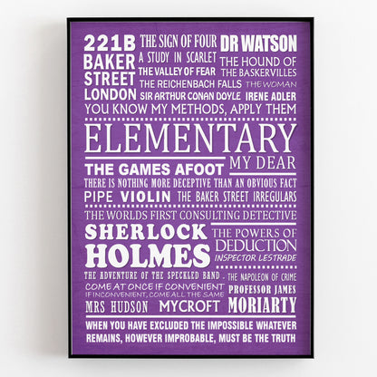 SHERLOCK HOLMES Typography Print (available in 8 colours)