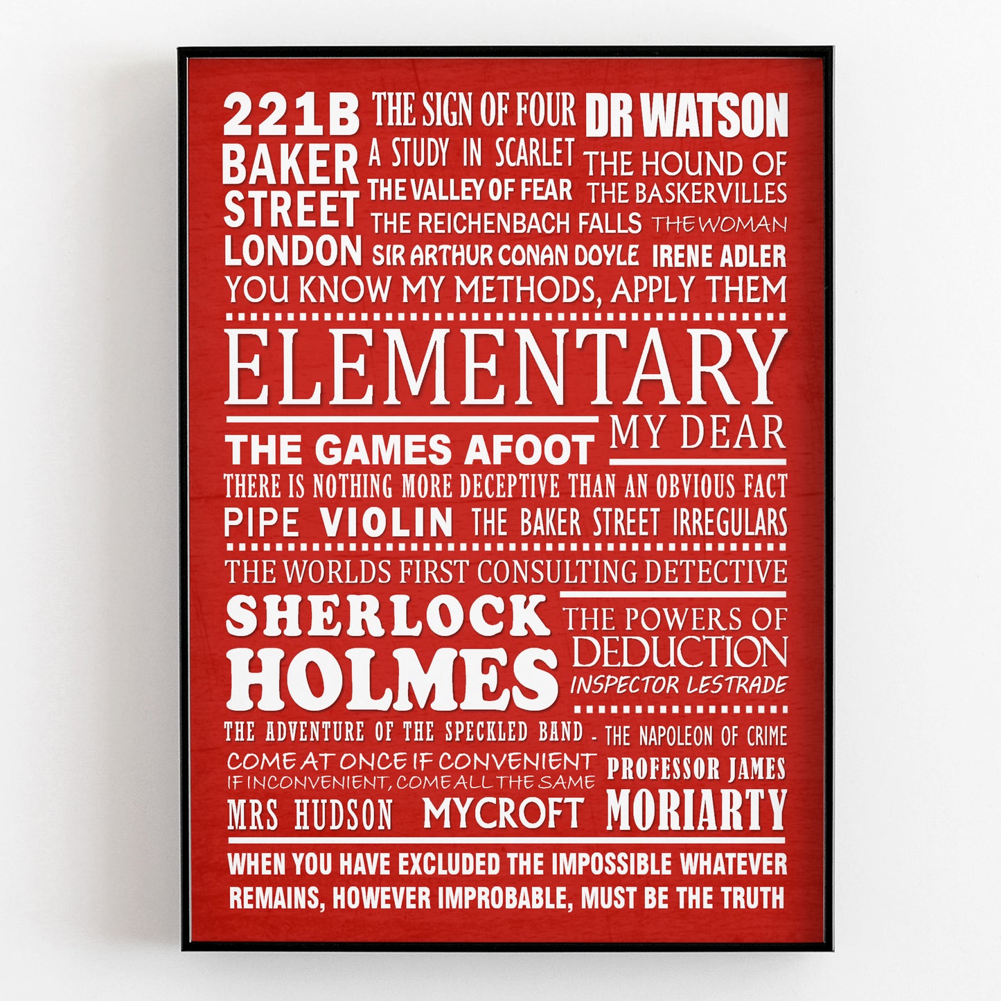 SHERLOCK HOLMES Typography Print (available in 8 colours)