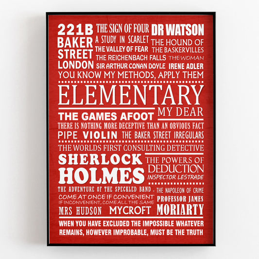 SHERLOCK HOLMES Typography Print (available in 8 colours)