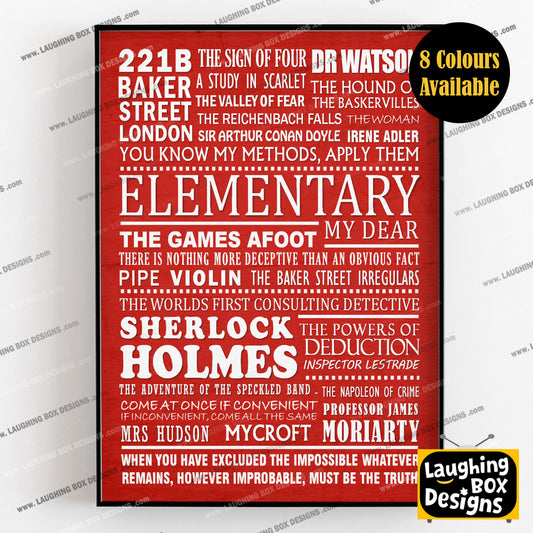 SHERLOCK HOLMES Typography Print (available in 8 colours)