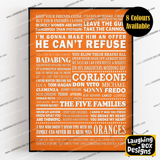 THE GODFATHER Typography Print (available in 8 colours)